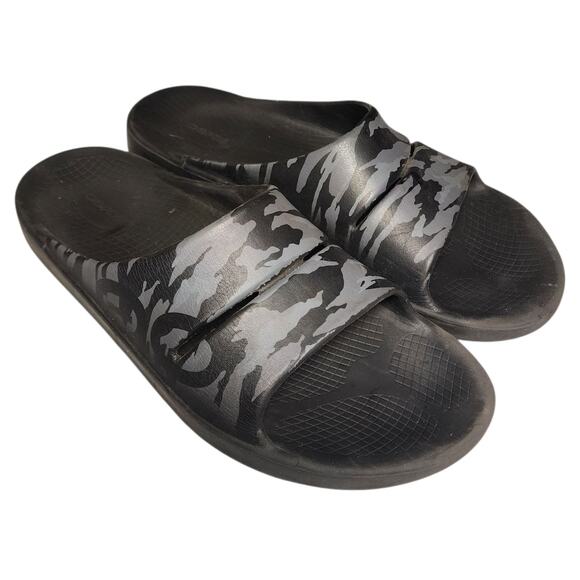 OOFOS Men's OOahh Sport Flex Slide Sandals Mens Size 14 Black Camo Recovery - Picture 1 of 6